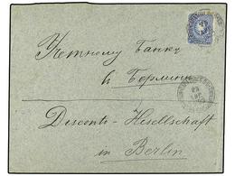 RUSIA. 1888 (Aug 25). Cover To Berlin Franked By 1880  20 Pf.  Blue Tied By  SARATOV  (Russia) Cds. Repeated Strike Belo - Altri & Non Classificati