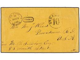 SALVADOR. 1865 (Aug 24). Cover To PROVIDENCE (RI, USA) Struck With Superb Impression Of  LA UNION-SALVADOR  Despatch Cds - Other & Unclassified