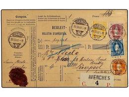 SUIZA. 1888. Registered Parcel Card To LIVERPOOL Franked By 1882  15 C.  Yellow And 1882-1904  20 C.  Orange,  50 C.  Bl - Autres & Non Classés