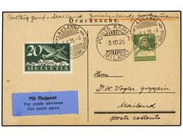 SUIZA. 1925. LAUSANNE A MILAN.  10 Cts.  Y  20 Cts.  Etapa Lausanne-Lion. RARO. (Mu. 166). - Other & Unclassified