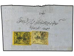 TURQUIA. (1864 CA.). Entire Letter Franked By Two Differing Shades Of 1863  20pa  Black On Yellow, Thick Paper, Cancelle - Other & Unclassified