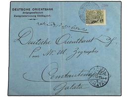 TURQUIA. 1913. Cover To CONTANTINOPLE Franked By  1 Pi.  On 1913  2 Pa.  Olive Green Tied By Negative Seal In Black Of   - Altri & Non Classificati