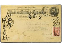 ESTADOS UNIDOS. 1892. Postal Stationary Card,  1 Cent.  Black (Scott UX10) Cancelled By Dayton, Ohio Duplex Routed Via S - Altri & Non Classificati