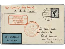 ZEPPELIN. 1930 (19 Mayo).  GERMANY.  BERLIN A RIO DE JANEIRO.  2 Mk.  Volada Por  GRAF ZEPPELIN.  Marcas Del Vuelo Y Lle - Other & Unclassified