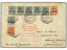 ZEPPELIN. Ed.293, 294 (4), 295 (3), 295t, 296. 1930 (5 Junio).  SPAIN.  SEVILLA A BERLIN. Circulada Por  GRAF ZEPPELIN   - Other & Unclassified