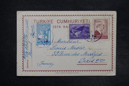 TURQUIE - Entier Postal + Complément De Izmir Pour La France En 1937  - L 27316 - Postal Stationery