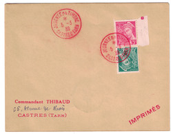 1939 - CACHET CAD ROUGE De LA JOURNÉE DU TIMBRE De CASTRES (TARN) Sur ENVELOPPE AFFRANCHIE MERCURE 25c + 5c IMPRIMÉS - 1921-1960: Modern Period