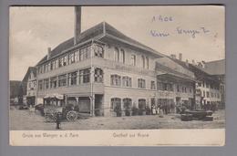 AK CH BE Wangen A.d.Aare Gasthof Krone 1908-07-13 Foto E.Baumann - Wangen An Der Aare