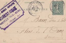 Neuilly Sur Eure  (61)  - Cachet Magasin" BEAUMERT SOUAZE" - Sur Carte Lettre 1903  -  Scan Recto-verso - Cartes-lettres