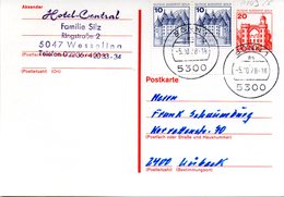 WB Amtliche Ganzsachen-Postkarte  P103 ZF Wst."Burgen Und Schlösser"20(Pf) Rotorange, TSt. 5.10.78 BONN 1 - Postcards - Used