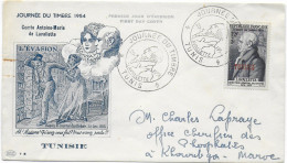 TUNISIE - 1954 - ENVELOPPE FDC JOURNEE DU TIMBRE à TUNIS - LAVALLETTE - Storia Postale