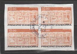 ANDORRA COREO FRANCES BLOQUE DE 4 SELLOS USADOS FACIAL 6,10€(M.6) - Used Stamps