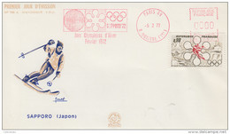 Enveloppe  FDC  1er  Jour  FRANCE   Oblitération  Mécanique   Jeux  Olympiques  D' Hiver   SAPPORO   1972 - Winter 1972: Sapporo