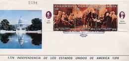 Lote 1341bF, Colombia,1976, SPD-FDC, 200 Años De La Independencia De USA, Viñeta Adams, Martha Washington - Kolumbien