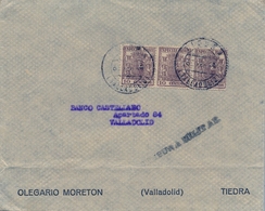 1937 , VALLADOLID , SOBRE CIRCULADO DESDE TIEDRA , CENSURA MILITAR , FRANQUEO TIMBRES ESPECIAL MÓVIL - Brieven En Documenten