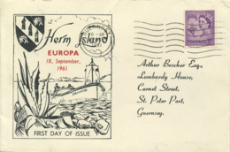 STAMPS - 1961 HERM ISLAND COVER TO GUERNSEY WITH HERM EUROPA SET - Cinderelas