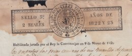 1822-PS-71 SPAIN ANTILLES CUBA REVENUE SEALLED PAPER. 1822-23. HABILITADO JURADA LA CONSTITUCION. SELLO 3ro. - Impuestos