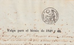 1848-PS-72 SPAIN ANTILLES CUBA REVENUE SEALLED PAPER. HABILITADO PARA 1848-49. SELLO 1ro. - Impuestos