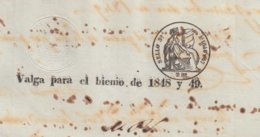 1848-PS-74 SPAIN ANTILLES CUBA REVENUE SEALLED PAPER. HABILITADO PARA 1848-49. SELLO 3ro. - Segnatasse