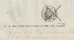 1848-PS-75 SPAIN ANTILLES CUBA REVENUE SEALLED PAPER. HABILITADO PARA 1848-49. SELLO 4to. - Impuestos