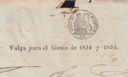 1854-PS-74 SPAIN ANTILLES CUBA REVENUE SEALLED PAPER. HABILITADO PARA 1854-55. SELLO 3ro. - Impuestos