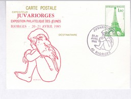 ENTIER POSTAL 429-CP1 REPIQUE  JUVARIORGES ( EXPOSITION PHILATÉLIQUE DES JEUNES )  /OBLITÉRÉ  RIORGES - Cartoline Postali Ristampe (ante 1955)