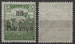 1919 Hungary Croatia SHS Occupation Local - BARANYA Baranja - Harvester Overprint - 5 Fill. - Used - Baranya