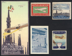TOPIC AVIATION: 4 Cinderellas + 1 Small Card, Very Old And Of VF Quality! - Etichette Di Fantasia