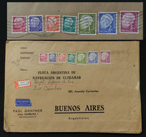 GERMANY: Large Cover Sent By Registered Air Post To Argentina On 8/JA/1958, With Colorful Postage Of DM 8.60 (7 Differen - Other & Unclassified