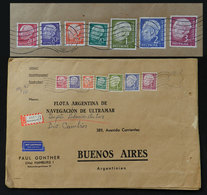 GERMANY: Large Cover Sent By Registered Air Post To Argentina On 8/JA/1958, With Colorful Postage Of DM 8.60 (7 Differen - Autres & Non Classés