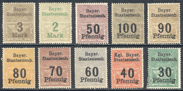 GERMANY: Bayer. Staatseisenb., Set Of 10 Parcel Post Stamps, Mint No Gum, Fine To VF Quality! - Sonstige & Ohne Zuordnung