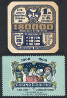 GERMANY: CASINO, LOTTERY: 2 Old Interesting Cinderellas, Fine To Very Fine Quality! - Altri & Non Classificati