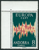 SPANISH ANDORRA: Yvert 64A, 1972 Topic Europa, Corner Single, MNH, Excellent Quality! - Autres & Non Classés