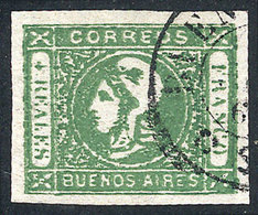 ARGENTINA: GJ.16a, 4R. Dark Green, DOUBLE IMPRESSION (both Impressions Are Fairly Overlapping, The Variety Is Clearly No - Buenos Aires (1858-1864)