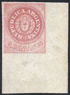ARGENTINA: GJ.10, 5c. Without Accent, Fantastic SHEET CORNER Example With FULL ORIGINAL GUM, Very Fresh, Perfect And Spe - Nuevos