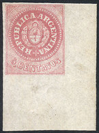 ARGENTINA: GJ.10, 5c. Without Accent, Fantastic SHEET CORNER Example With FULL ORIGINAL GUM, Very Fresh, Perfect And Spe - Neufs