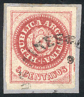 ARGENTINA: GJ.12, 5c. Semi-worn Plate, Carmine-rose, On Fragment, Superb! - Unused Stamps