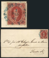 ARGENTINA: GJ.25, 4th Printing, Red-rose, Absolutely Superb Stamp Franking A Folded Cover Sent From PARANÁ To Santa Fe O - Usados