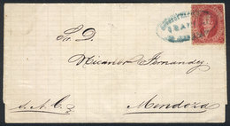 ARGENTINA: GJ.26, 5th Printing, On A Folded Cover To Mendoza, Cancelled By SAN JUAN-FRANCA Ellipse In Blue, VF - Gebruikt