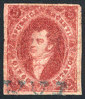 ARGENTINA: GJ.26e, 5th Printing, Ribbed Paper, With FRANCA Cancel Of Goya, Superb! - Used Stamps