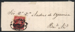 ARGENTINA: GJ.26Ab, 5th Printing Cerise-carmine, Parchment-like Paper, Beautiful Example Franking A Very Long Entire Let - Used Stamps
