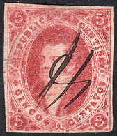 ARGENTINA: GJ.32, 7th Printing Imperforate, Nice Example With Rare Pen Cancel Of GOYA, Minor Defect, Very Good Appearanc - Gebruikt