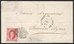 ARGENTINA: GJ.32, 7th Printing Imperforate, On Folded Cover To Buenos Aires, With Dotted Cancel Along Datestamp Of SANTA - Used Stamps