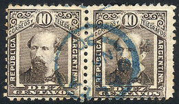 ARGENTINA: GJ.110, Pair With Interesting Blue Datestamp Of SALTA, VF Quality! - Andere & Zonder Classificatie