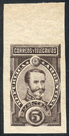 ARGENTINA: GJ.116, 1889 5P. Lamadrid, TRIAL COLOR PROOF In Very Dark Chestnut, Printed On Thin, Yellowish Paper, Excelle - Andere & Zonder Classificatie