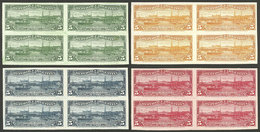 ARGENTINA: GJ.273, 1902 Port Of Rosario, 4 Proofs In Different Colors, Blocks Of 4 Printed On Thick PAPER Of Glazed Fron - Other & Unclassified