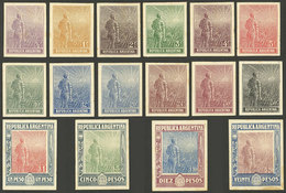 ARGENTINA: GJ.337/362 (not Consecutive), 1912 Plowman, Cmpl. Set Of 16 COLOR PROOFS In The Issued Colors (or Very Simila - Andere & Zonder Classificatie