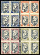 ARGENTINA: GJ.912/915, 1944 San Juan Earthquake, Maps, Compl. Set Of 4 Values In Blocks Of 4 (2 Sets MNH And 2 Lightly H - Other & Unclassified