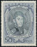 ARGENTINA: GJ.1057BSG, 1951/7 50P. San Martín, PRINTED ON GUM, Very Fine Quality, Rare! - Andere & Zonder Classificatie
