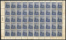 ARGENTINA: GJ.59, Complete Sheet Of 50 Stamps, Mint No Gum, With Some Stain Spots, Rare! - Oficiales